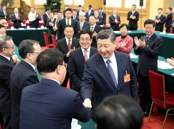 2019年3月7日,习近平参加十三届全国人大二次会议甘肃代表团的审议。