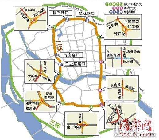接二连三福州二环拟建8个立交拓宽改造4路口